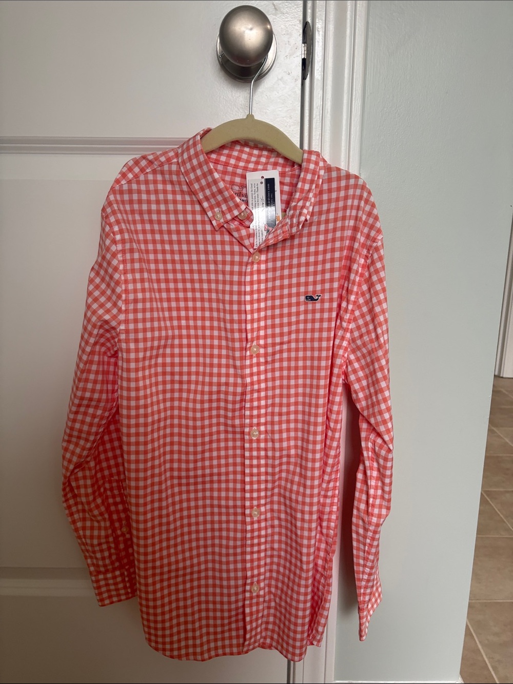 Vineyard Vines Coral & White Gingham Button-Down Shirt